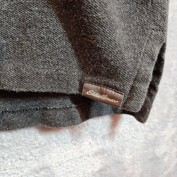 Eddie Bauer Mens L Gray Long Sleeve Polo Shirt 100% Cotton casual Dad office - Picture 5 of 12